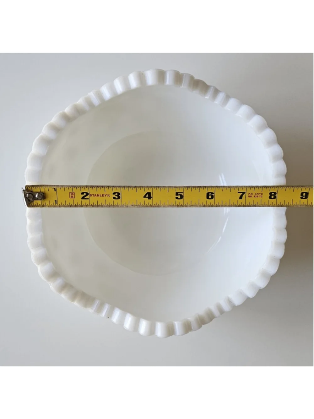 Vintage McKee Milk Glass Bowl Toltec Star & Cane Pattern 8" Mid-Century Decor - Picture 3 of 16